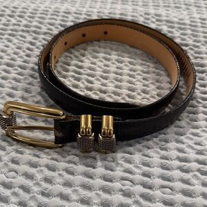 Vintage Black Green Toned Brighton Belt with Gold Buckle Size Medium (B1)